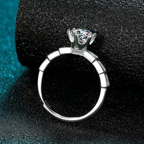 Certified 1ct. t.w. Diamond Engagement Ring 18k White Gold over Italy Silver - Picture 5 of 16